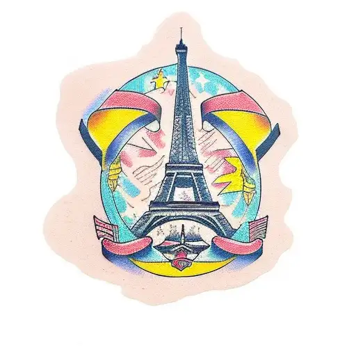 Eiffel Tower, Paris, couple tattoo design idea