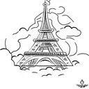 Eiffel Tower, Paris, couple tattoo design idea
