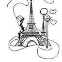 Eiffel Tower, Paris, couple tattoo design idea