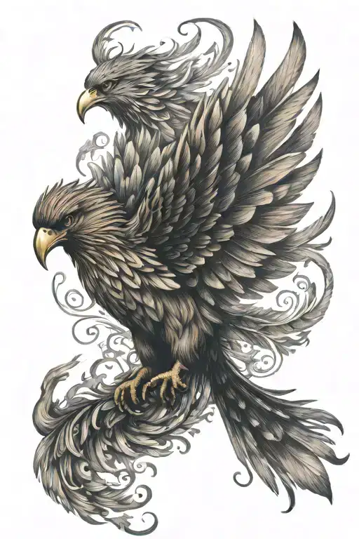 phoenix flying tattoo design idea