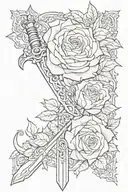 sword and rose tattoo design idea