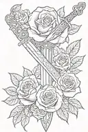 sword and rose tattoo design idea