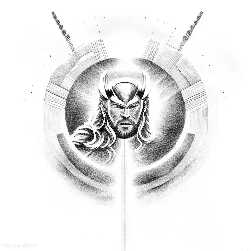 Thor walking through heavens gate tattoo design idea