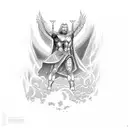 Thor walking through heavens gate tattoo design idea
