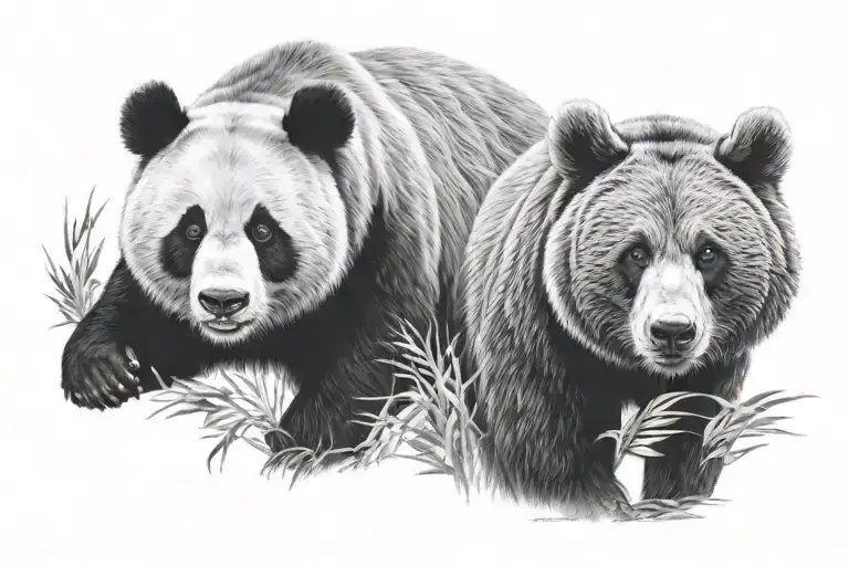 panda and grizzly bear looking tattoo design idea