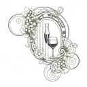 An intricate geometric design inspired by the Luis I bridge, incorporating elements of port wine barrels and grapes tattoo design idea