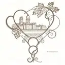 An intricate geometric design inspired by the Luis I bridge, incorporating elements of port wine barrels and grapes tattoo design idea