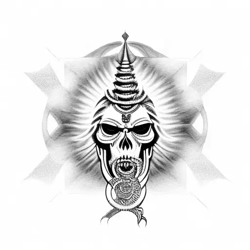 lord shiva skull mantra geometry  tattoo design idea