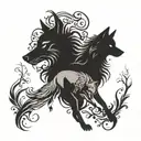 wolf shadow standing over child tattoo design idea