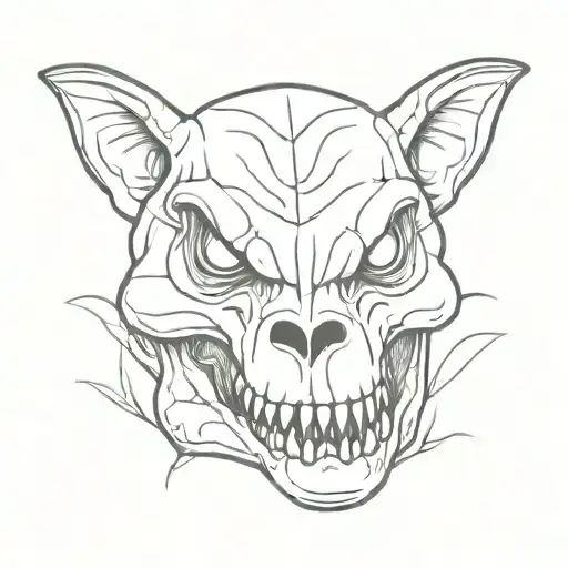 chibi trex skull tattoo design idea