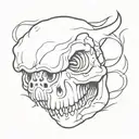 chibi trex skull tattoo design idea
