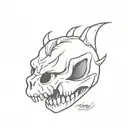 chibi trex skull tattoo design idea