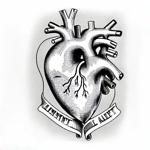 anatomical heart; hands are mirrored on both sides; hands control heart tattoo design idea