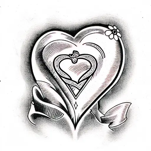 black and white; realistic heart tattoo design idea