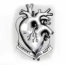 anatomical heart; hands are mirrored on both sides; hands control heart tattoo design idea