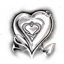 black and white; realistic heart tattoo design idea