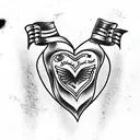 black and white; realistic heart tattoo design idea