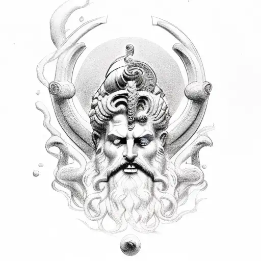 zeus on top, poseidon in the middle and hades at the bottom tattoo design idea