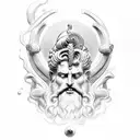zeus on top, poseidon in the middle and hades at the bottom tattoo design idea