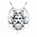 zeus on top, poseidon in the middle and hades at the bottom tattoo design idea