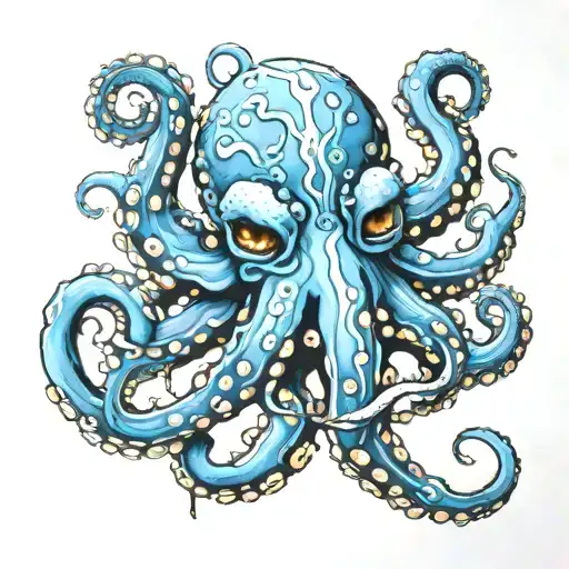 blue ring octopus tattoo design idea