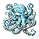 blue ring octopus tattoo design idea