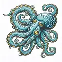 blue ring octopus tattoo design idea