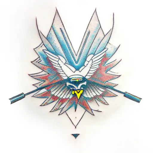 hawk eye with a letter B inside , and a thunder tattoo design idea