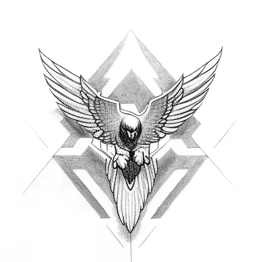 hawk eye with a letter B inside , and a thunder tattoo design idea