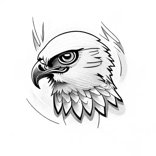 hawk eye with a letter B inside , and a thunder tattoo design idea