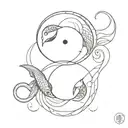 coi fish ying yang and cancer zodiac sign tattoo design idea