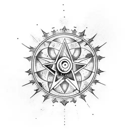 cosmic balance with 3 stars tattoo design idea