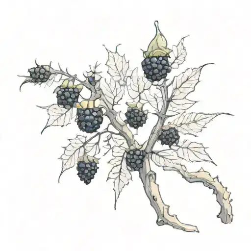 crystals wrapped in thorny blackberry vine  tattoo design idea