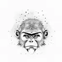 monkey head with blue lightning coming out eyes tattoo design idea