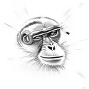 monkey head with blue lightning coming out eyes tattoo design idea