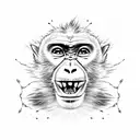 monkey head with blue lightning coming out eyes tattoo design idea