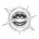 blue lightning coming from sun with eye  tattoo design idea