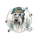 irish wolfhound piano tattoo design idea