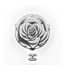 Chanel logo with rose tattoo design idea