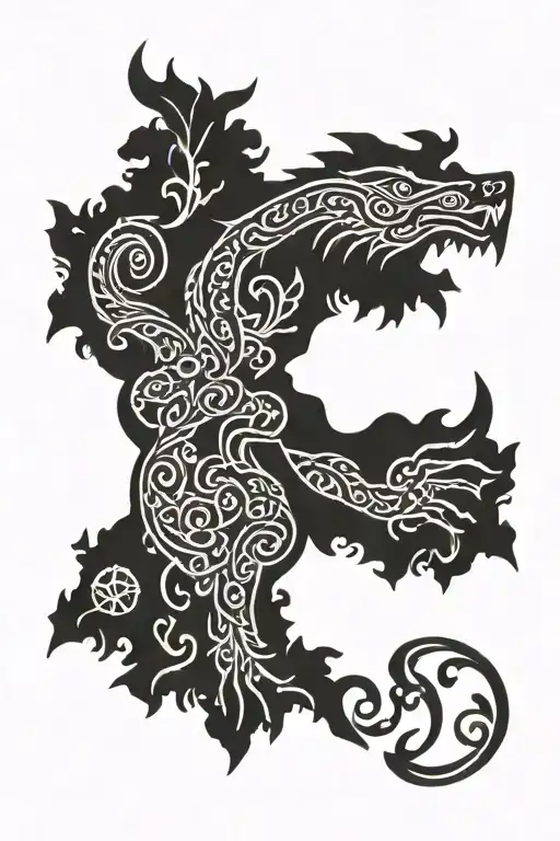slavic mythology wood  tattoo design idea