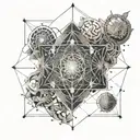 Sacred geometry pattern incorporating elements of the four elements (earth, air, fire, water) tattoo design idea