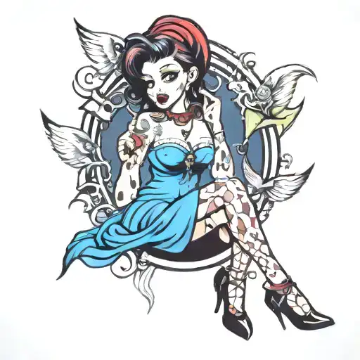 goth pin up girl tattoo design idea