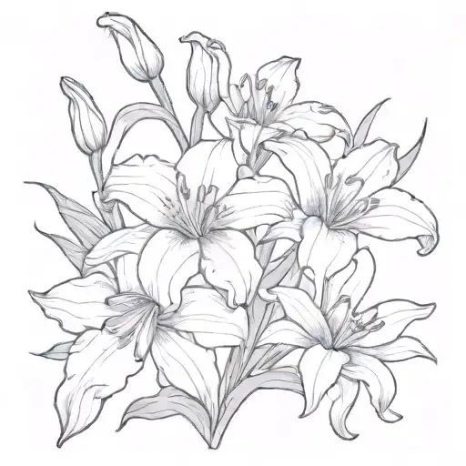 flower bouquet with iris daffodil daisy lily and aster tattoo design idea
