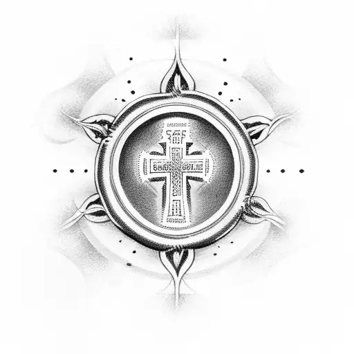 Christian Cross, sacred heart, filigree  tattoo design idea