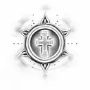 Christian Cross, sacred heart, filigree  tattoo design idea