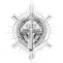 Christian Cross, sacred heart, filigree  tattoo design idea