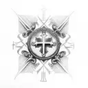 Christian Cross, sacred heart, filigree  tattoo design idea