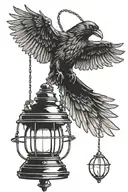 crow holding lamp lantern tattoo design idea