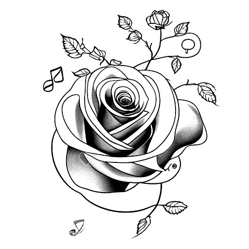 A purple rose surrounded by lyrics from a BTS song tattoo design idea