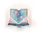 An open book with a constellation emerging from its pages tattoo design idea